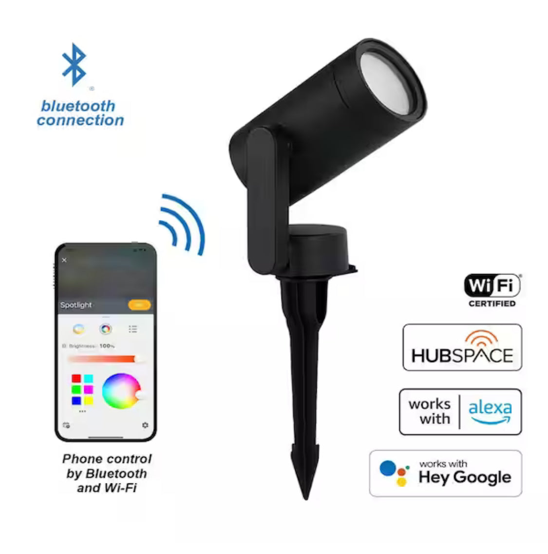 10-Watt Equivalent Low Voltage Black LED Outdoor Spotlight with Smart App Control (1-Pack) Powered by Hubspace