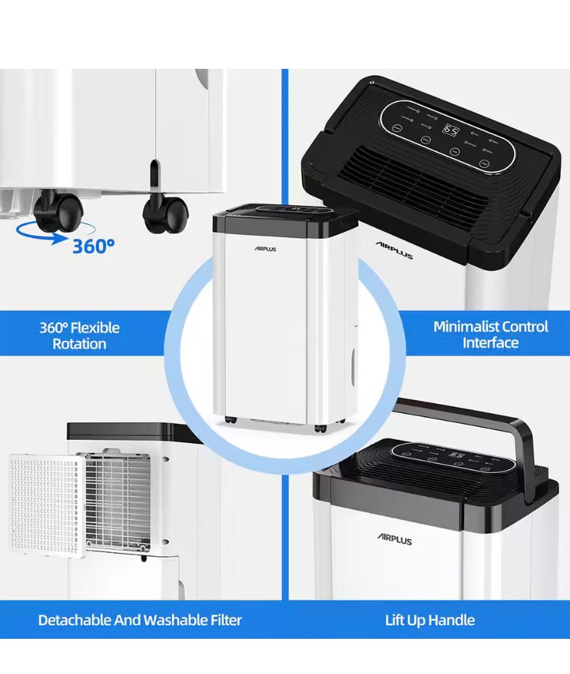 50 pt. 4,500 sq. ft. Dehumidifier for Basement with Drain Hose, Bucket, 35dB Sleep Mode, Continuous Run, Timer (White)