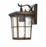 Barrington 11.25 in. 1-Light Golden Bronze Hardwired Outdoor Wall Light Lantern Sconce with Clear Water Glass