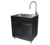 All-in-One 28 in. x 22 in. x 33.8 in. Stainless Steel Drop-In Sink and Cabinet with Faucet in Black