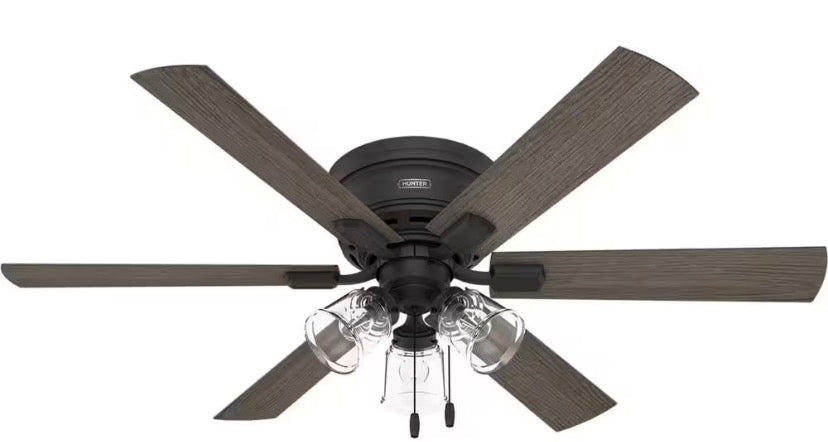 Alvarado 52 in. Indoor Matte Black Low Profile Standard Ceiling Fan with LED Lights Included