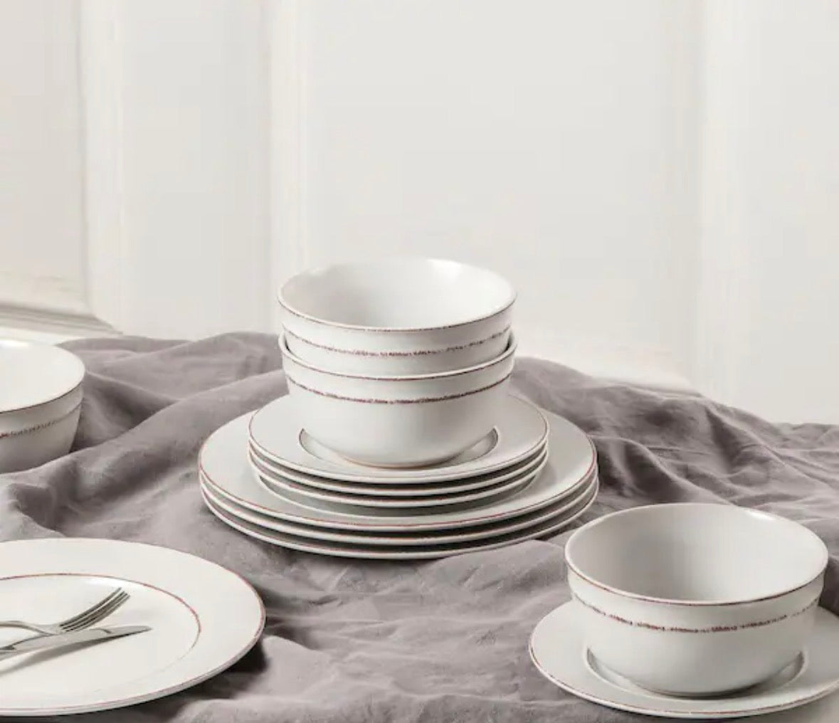 Hazel 24-Piece Grey Stoneware Full Set(Service for 8)