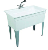 Utilatub Combo 40 in. x 24 in. 33 in. Polypropylene Floor Mount Utility Tub with Pull-Out Faucet in White