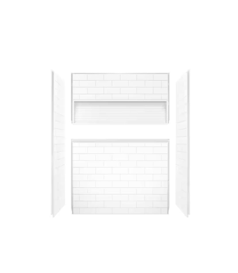NexTile 32 in. D x 60 in. W x 74 in. H Composite Direct-to-Stud Four-Piece Alcove Subway Tile Shower Wall Kit in White