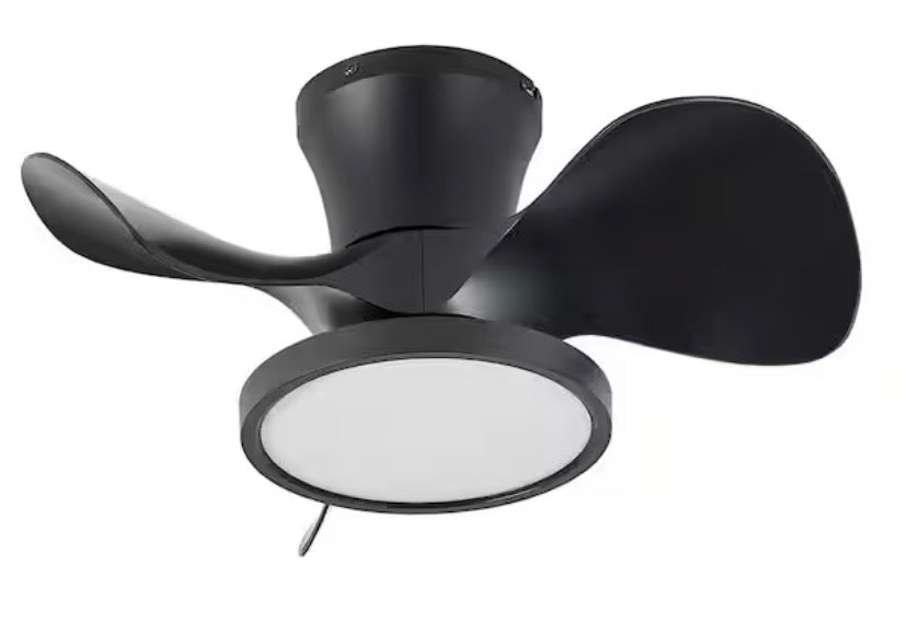 22 in. LED Indoor Black Small Ceiling Fan with Light and Remote and Reversible DC Motor 3 Blades