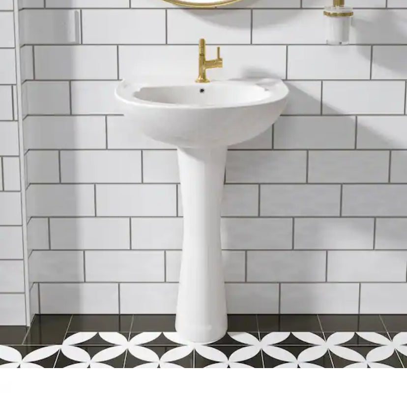 Classic 20 in. Tall U-Shape White Vitreous China Pedestal Bathroom Sink With Overflow
