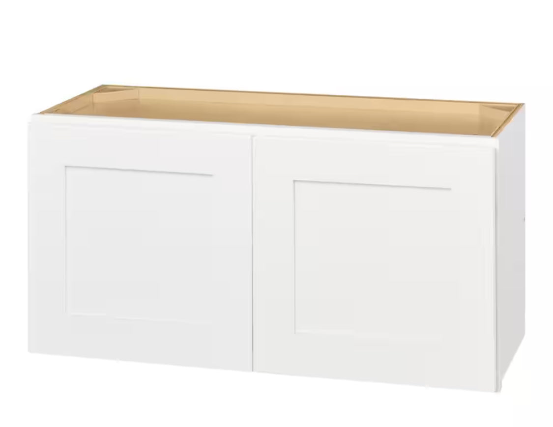 Avondale 30 in. W x 12 in. D x 15 in. H Ready to Assemble Plywood Shaker Wall Bridge Kitchen Cabinet in Alpine White