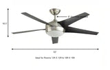 Windward IV 52 in. Indoor LED Brushed Nickel Ceiling Fan with Dimmable Light Kit, Remote Control and Reversible Motor