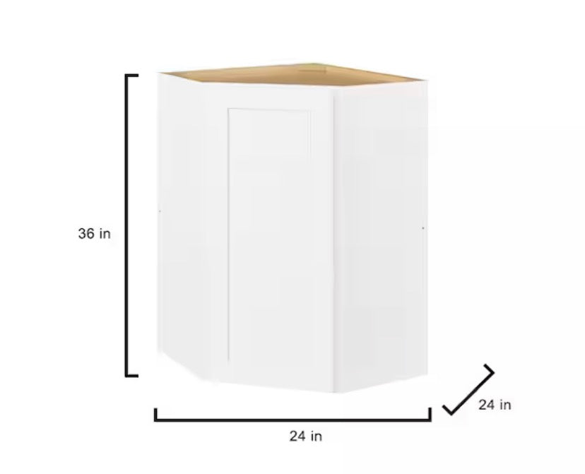 Avondale Shaker Alpine White Quick Assemble Plywood 24 in Corner Wall Kitchen Cabinet (24 in W x 36 in H x 24 in D)