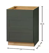 Avondale 24 in. W x 24 in. D x 34.5 in. H Ready to Assemble Plywood Shaker Drawer Base Kitchen Cabinet in Fern Green