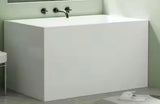 43 in. x 28 in. Acrylic Flat Bottom Soaking Bathtub with Seat and Pop-Up Drain in White