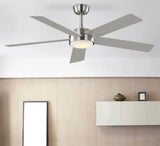Benning 52 in. Indoor Brushed Nickel Downrod Ceiling Fan with Adjustable White Light LED and Remote Control Included
