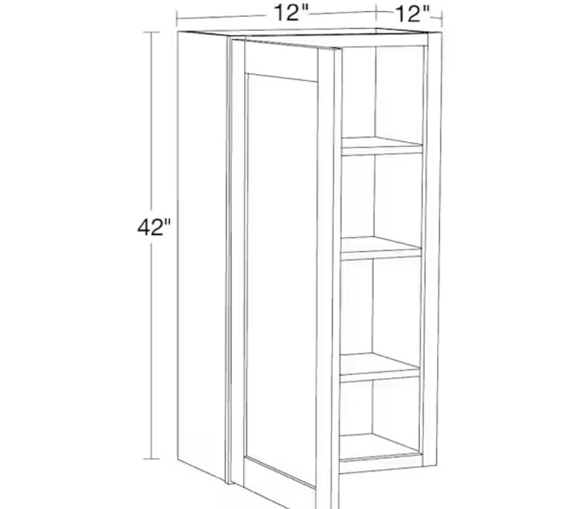 Richmond Verona White Plywood Shaker Stock Ready to Assemble Wall Kitchen Cabinet Soft Close 12 in W x 12 in D x 42 in H