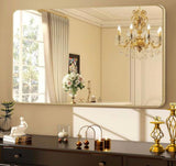 30 in. W x 48.2 in. H Gold Rectangle Aluminum Frame Wall-Mounted Bathroom Mirror/Vanity Mirror