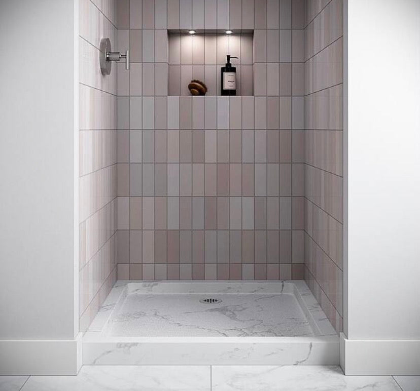 36 in. x 36 in. Alcove Acrylic Shower Pan Base in Matte Marble with Center Drain Included