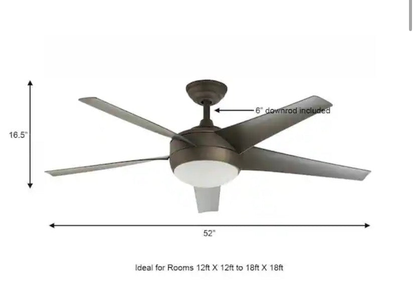 Windward IV 52 in. Indoor LED Oil Rubbed Bronze Ceiling Fan with Dimmable Light Kit, Remote Control and Reversible Motor