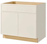 Leyton 36 in. W x 24 in. D x 34.5 in. H Ready to Assemble Plywood Slim Shaker Sink Base Kitchen Cabinet in Antique White