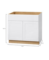 Avondale Shaker Alpine White Ready to Assemble Plywood 36 in Sink Base Kitchen Cabinet (36 in W x 24 in D x 34.5 in H)