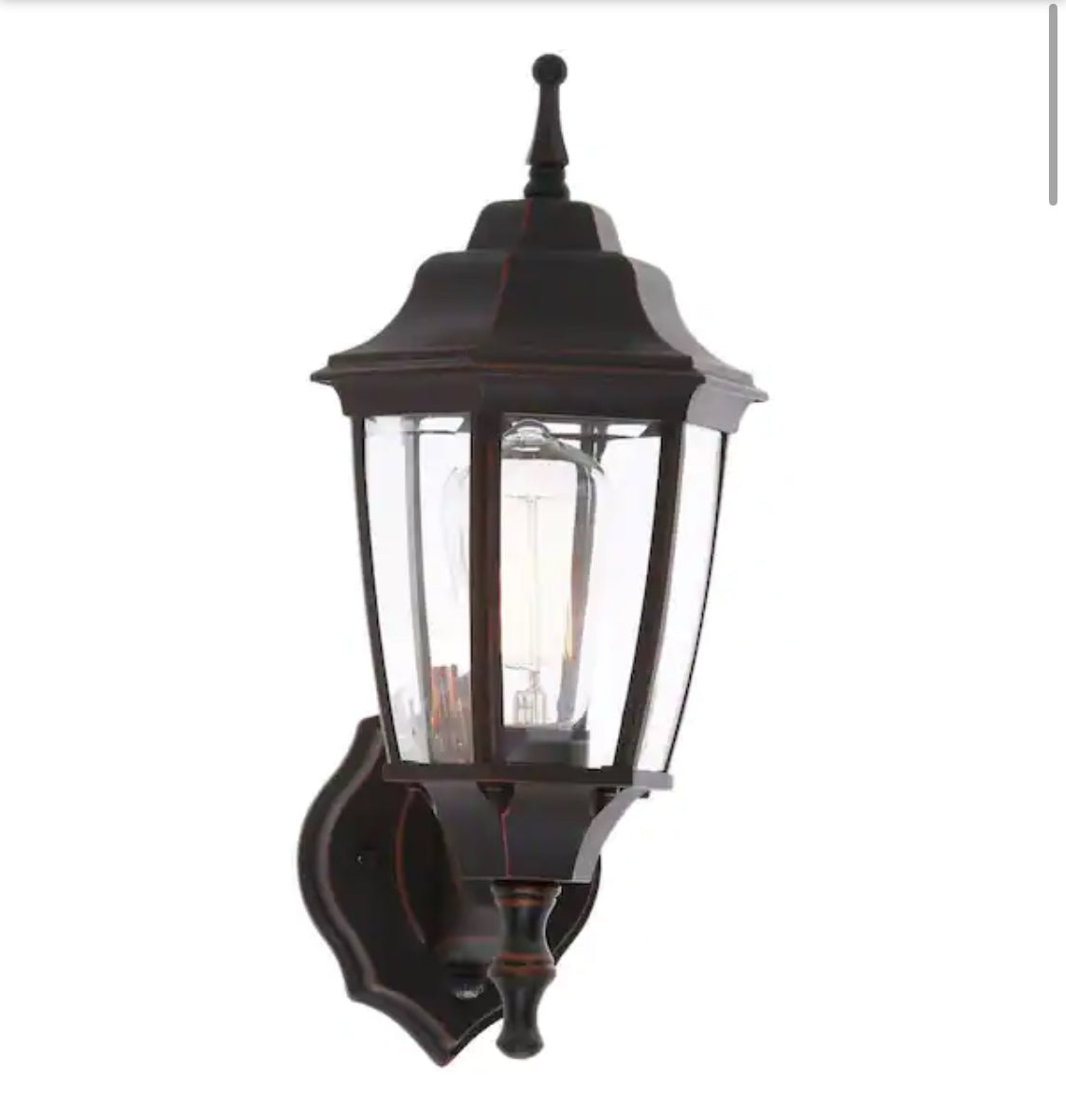 14.5 in. 1-Light Oil-Rubbed Bronze Hardwired Dusk-to-Dawn Outdoor Wall Light Lantern Sconce with No Bulb Included