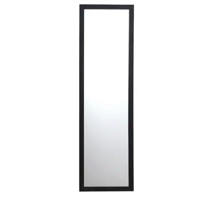 Black Wood Finish 14.2 in. W x 50.2 in. H Over The Door Rectangle MDF Framed Mirror
