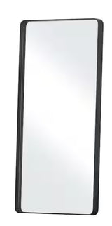 24 in. W x 71 in. H Rectangular Modern Black Aluminum Framed Rounded Full Length Mirror