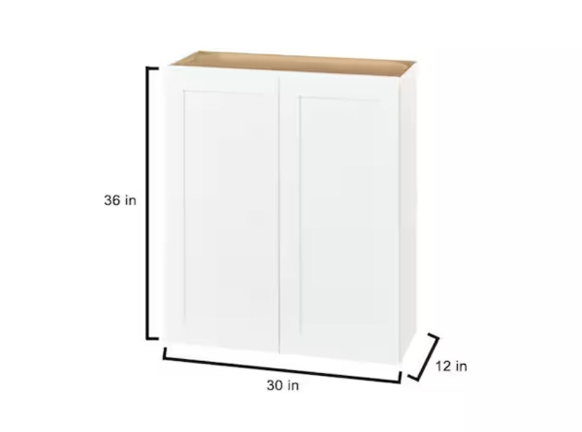 Avondale Shaker Alpine White Ready to Assemble Plywood 30 in Wall Kitchen Cabinet (30 in W x 36 in H x 12 in D)