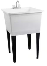 24.75 in. x 22.88 in. White Thermoplastic Freestanding Utility Sink with Chrome Finish Faucet