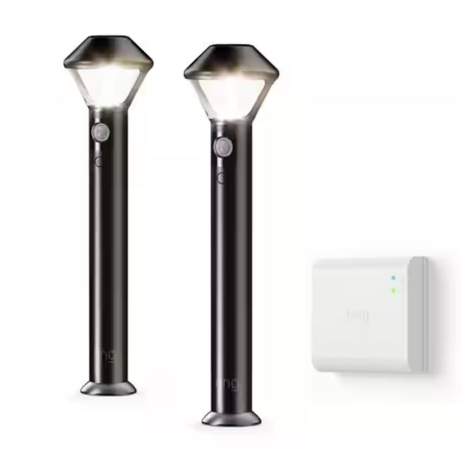 Smart Lighting 2-Watt Equivalent LED Black Motion Activated Outdoor Battery Path Area Light with Smart Lighting Bridge