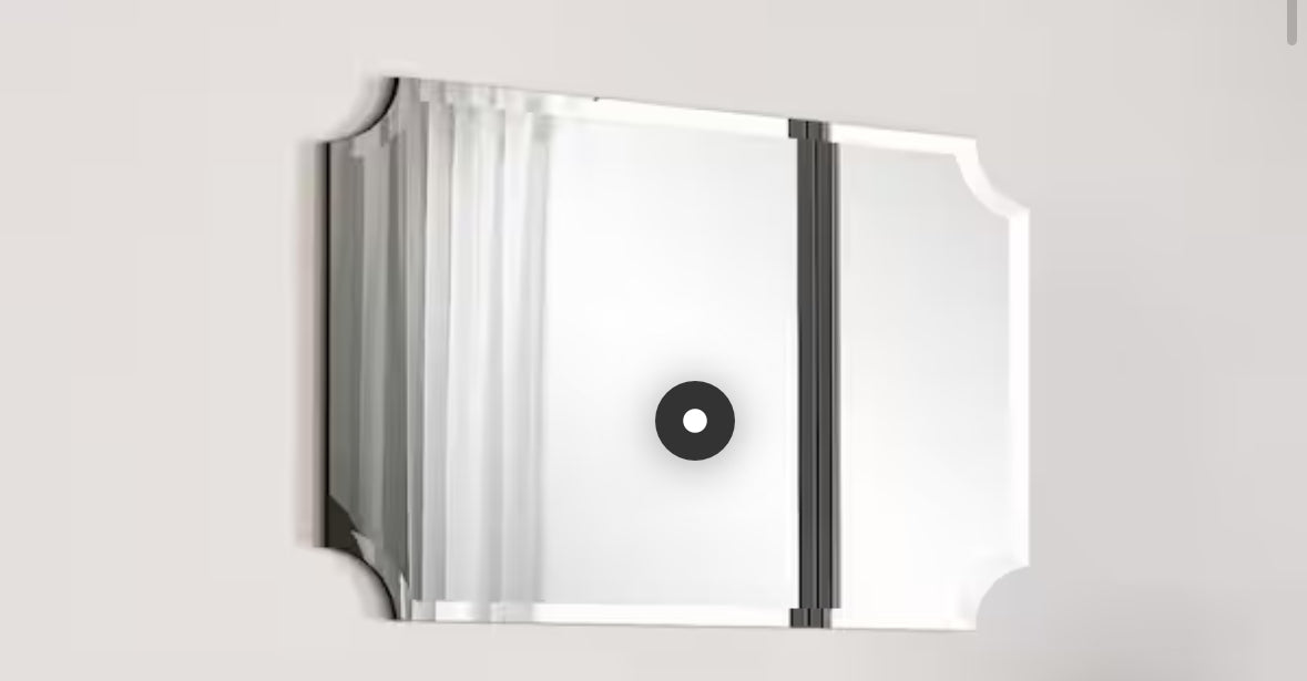 Frameless Rectangle Scalloped Beveled Wall Mirror(Product Width in.24 x Product Height in.36)