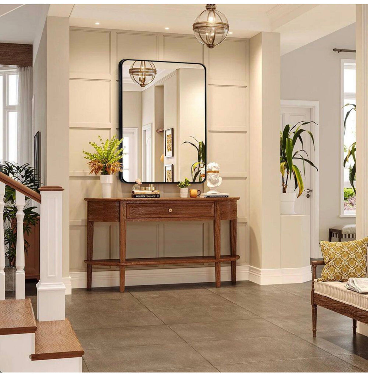 24 in. W x 36 in. H Black Vanity Rectangle Wall Mirror Aluminum Alloy Frame Bathroom Mirror