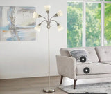 67 in. 5-Light Brushed Nickel Gooseneck Floor Lamp with White Acrylic Shades