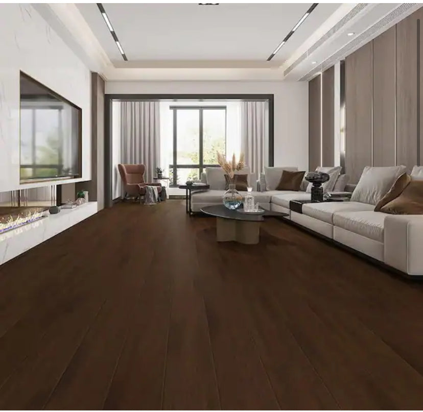 Brown 3/8 in. T x 5.1 in. W Hand Scraped Strand Woven Engineered Bamboo Flooring (25.6 sqft/case)