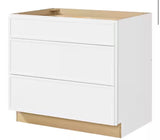 Leyton 36 in. Wx 24 in. D x 34.5 in. H Ready to Assemble Plywood Slim Shaker Drawer Base Kitchen Cabinet in Alpine White