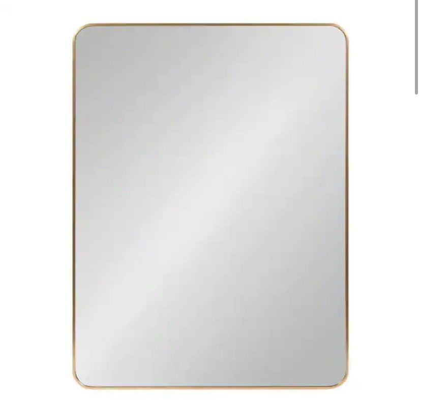 Zayda 30.00 in. W x 41.96 in. H Gold Rectangle Modern Framed Decorative Wall Mirror