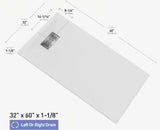 Subway 32 in. x 60 in. x 84 in. Solid Composite Stone Alcove Shower Kit with Walls and White Pan Base L/R Drain