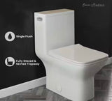 Carre 1-piece 1.28 GPF Single Flush Square Toilet in Glossy White Seat Included