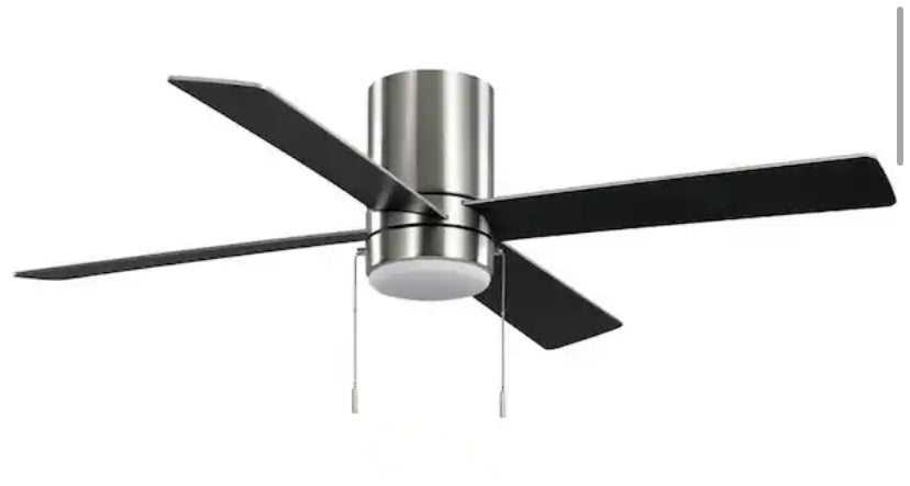 Scenic 52 in. Integrated LED Indoor Brushed Nickel Hugger Ceiling Fan with Reversible Motor & Reversible Blades Included