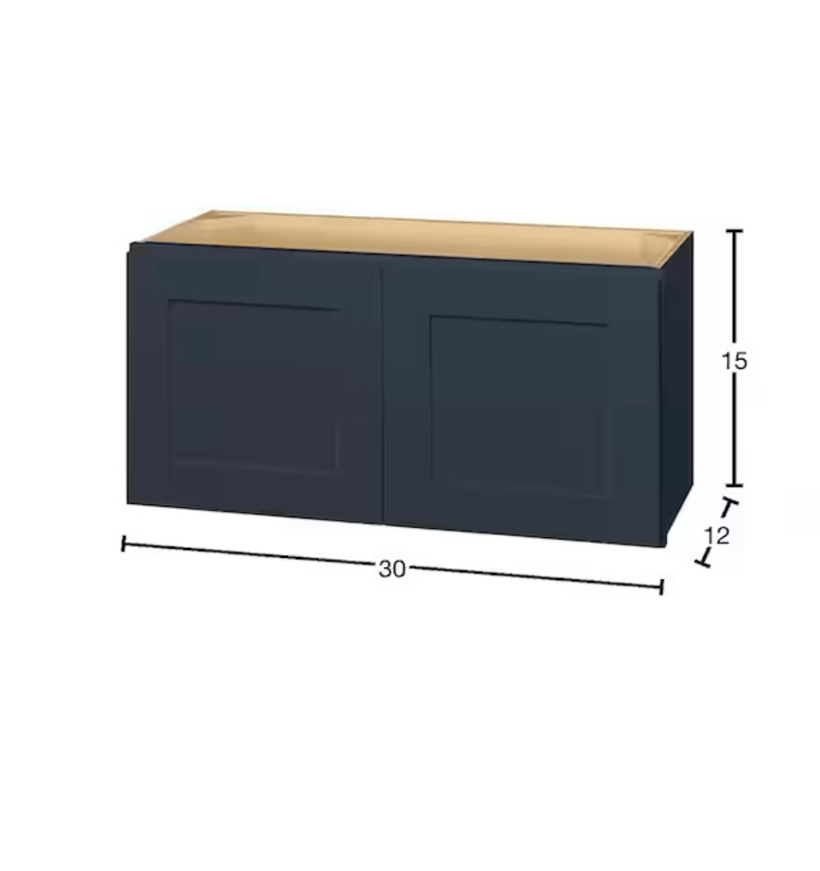 Avondale 30 in. W x 12 in. D x 15 in. H Ready to Assemble Plywood Shaker Wall Bridge Kitchen Cabinet in Ink Blue