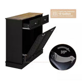 39.4 in. W x 13.5 in. D x 36 in. H in Black MDF Assemble Pull Out Kitchen Cabinet with Drawer Recycling Trash Cabinet