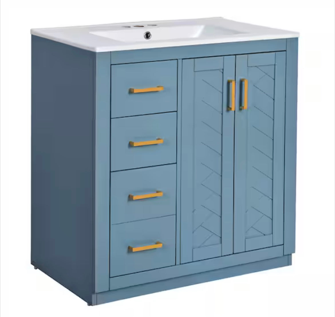 30 in. W x 18.3 in. D x 34 in. H Single Sink Freestanding Indigo Modern Beauty Bath Vanity with Ceramic Top