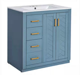 30 in. W x 18.3 in. D x 34 in. H Single Sink Freestanding Indigo Modern Beauty Bath Vanity with Ceramic Top
