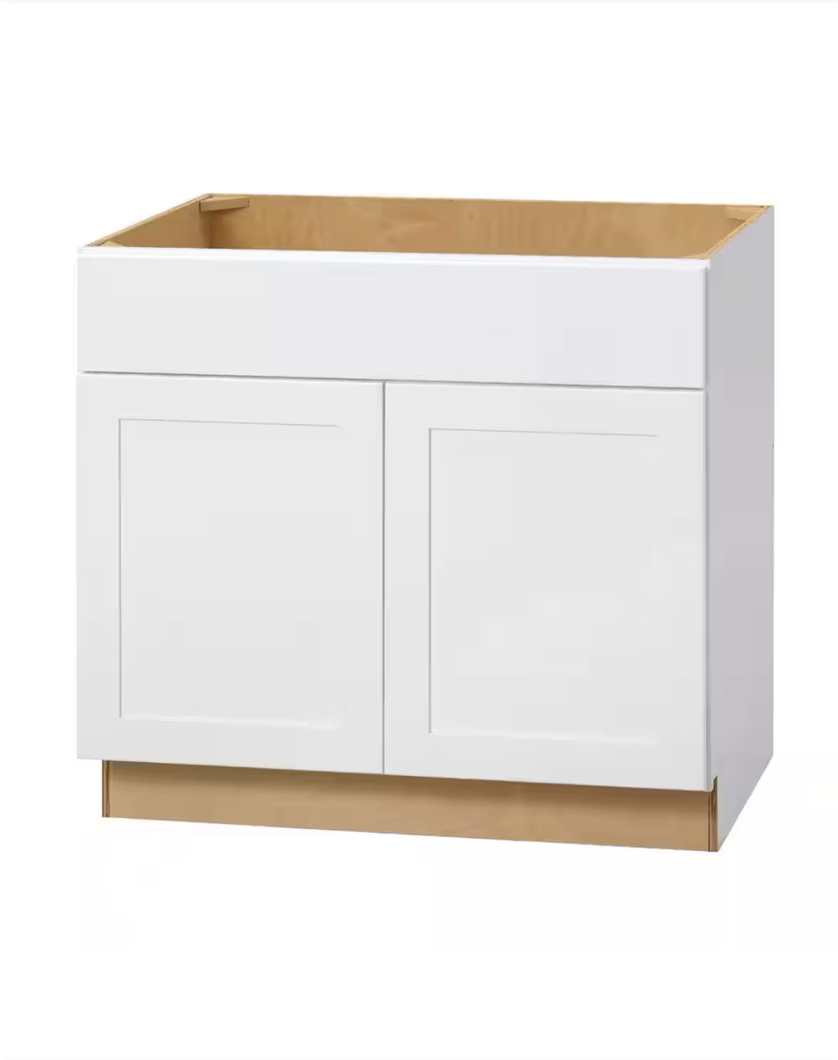 Avondale Shaker Alpine White Ready to Assemble Plywood 36 in Sink Base Kitchen Cabinet (36 in W x 24 in D x 34.5 in H)