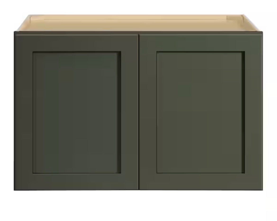 Avondale 36 in. W x 24 in. D x 24 in. H Ready to Assemble Plywood Shaker Wall Bridge Kitchen Cabinet in Fern Green