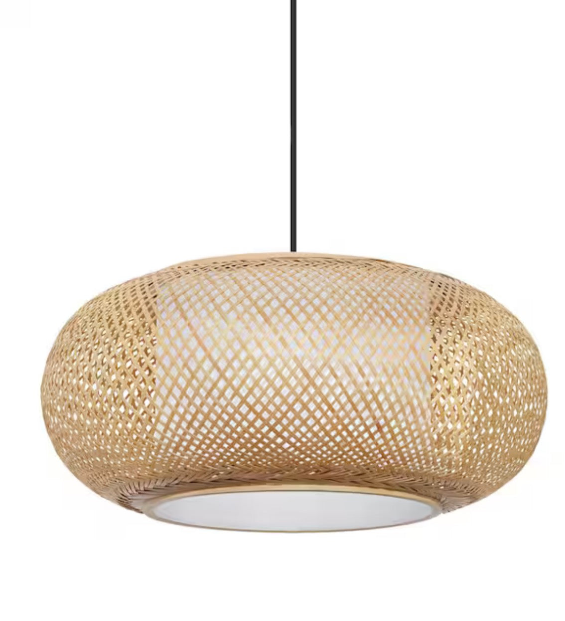 Bayneswood 60-Watt 1-Light Natural Cane Pendant With Black Accents