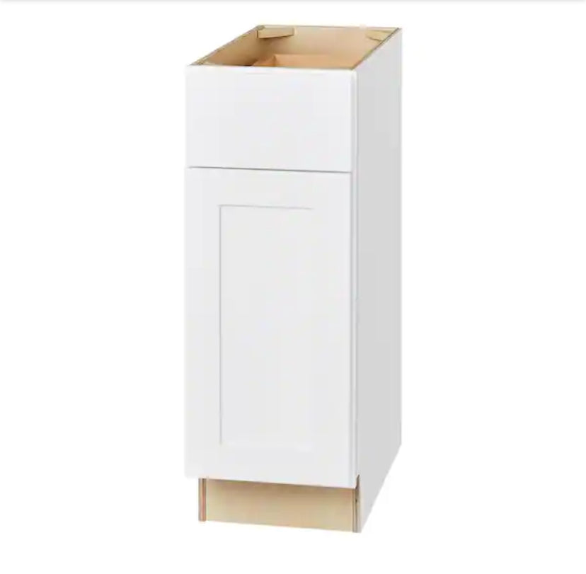 Avondale 12 in. W x 24 in. D x 34.5 in. H Ready to Assemble Plywood Shaker Base Kitchen Cabinet in Alpine White