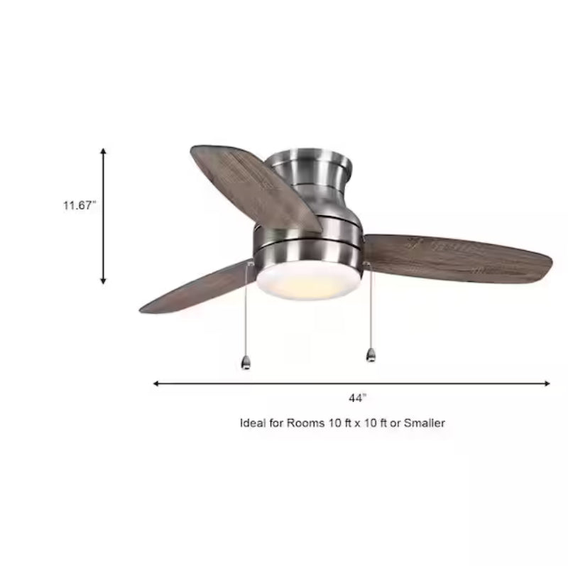 Ashby Park 44 in. White Color Changing Integrated LED Brushed Nickel Ceiling Fan with Light Kit and 3 Reversible Blades