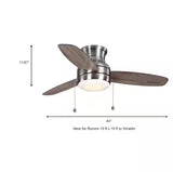 Ashby Park 44 in. White Color Changing Integrated LED Brushed Nickel Ceiling Fan with Light Kit and 3 Reversible Blades