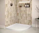 DT-2215-89 34 in. x 34 in. Round Corner PP Shower Pan Base in Glossy White with Center Drain, Drain Included