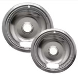 Style A 6 in. Small and 8 in. Large Drip Pan in Chrome (2-Pack)