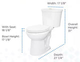 Maxwell Select 12 in. Rough-in 2-Piece 1.0/1.28 GPF Dual Flush Round Toilet in White with Soft Close Seat Included